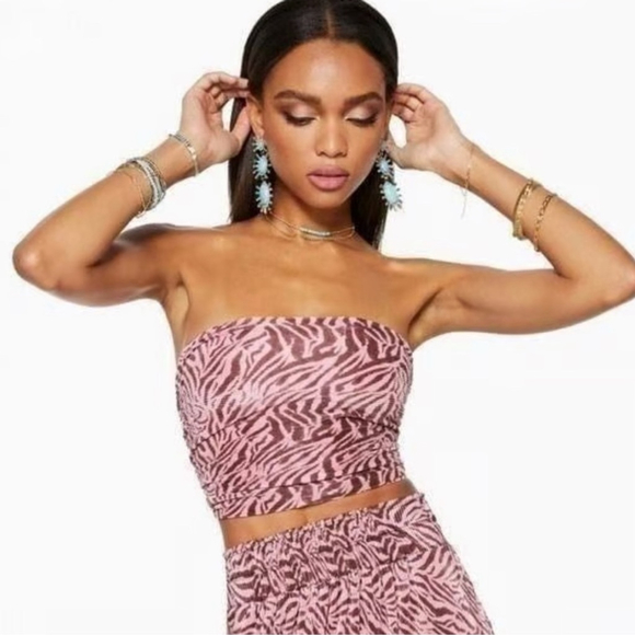 Ramy Brook Tops - Ramy Brook Pink Zebra Crop Top